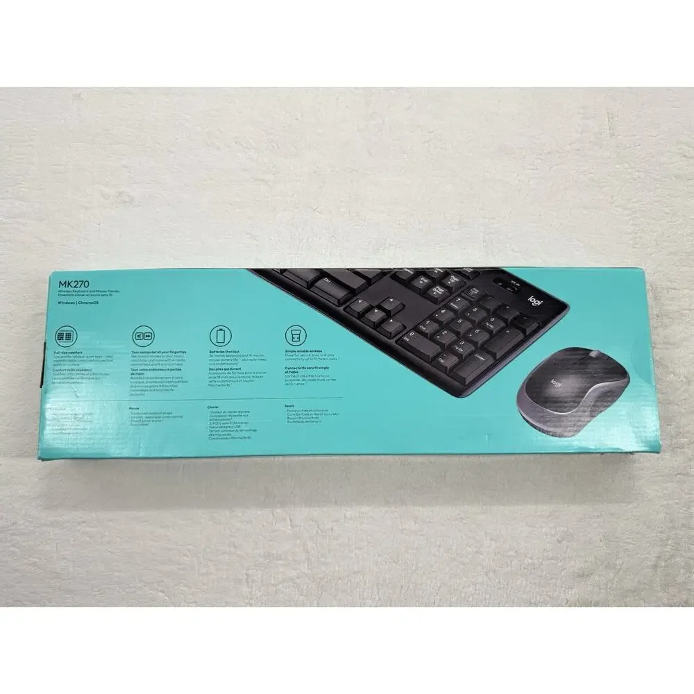 Logitech MK270 Wireless Keyboard & Mouse Combo Windows 2.4GHz Black Open Box